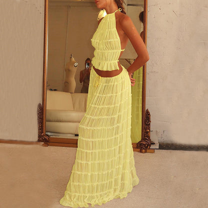Halter Dress Suit – Sexy Backless Skirt Set