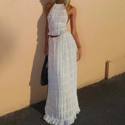 Halter Dress Suit – Sexy Backless Skirt Set