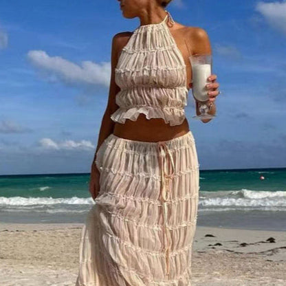 Halter Dress Suit – Sexy Backless Skirt Set