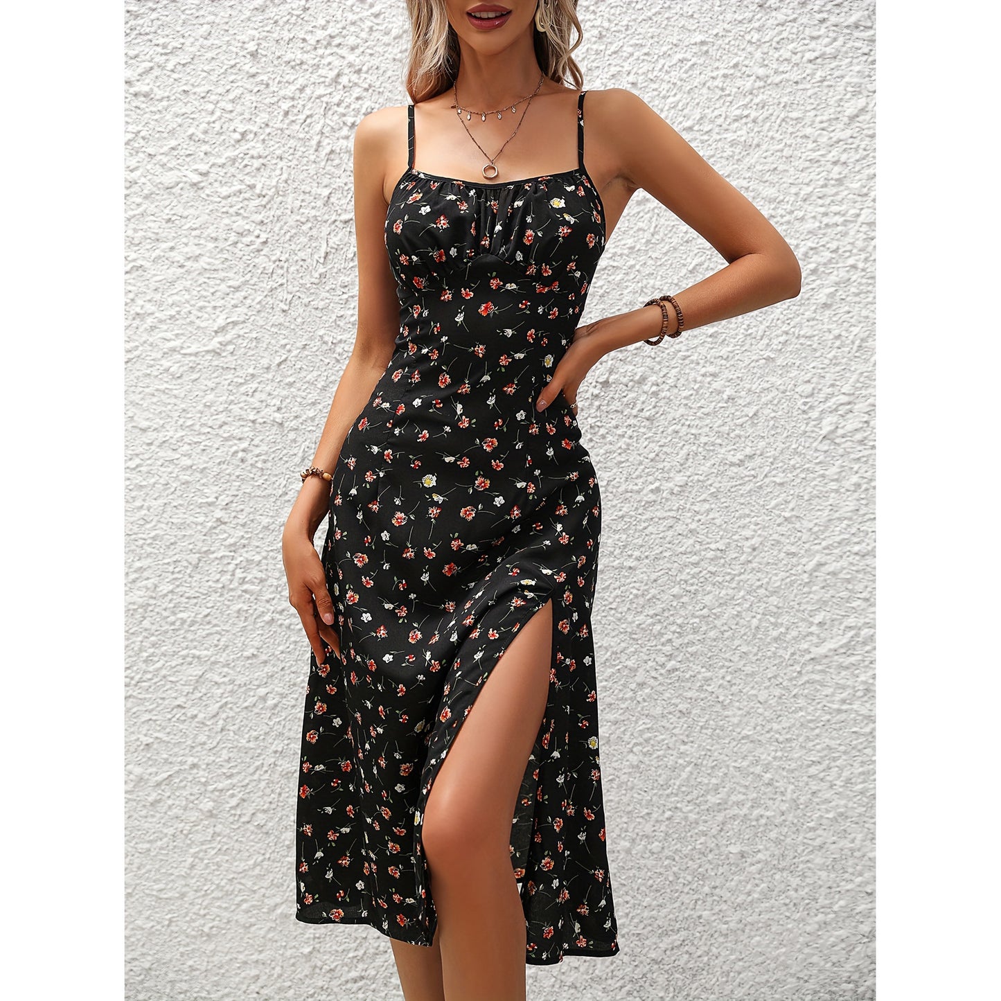 Polka Dot Suspender Dress – Sexy Summer Split Style