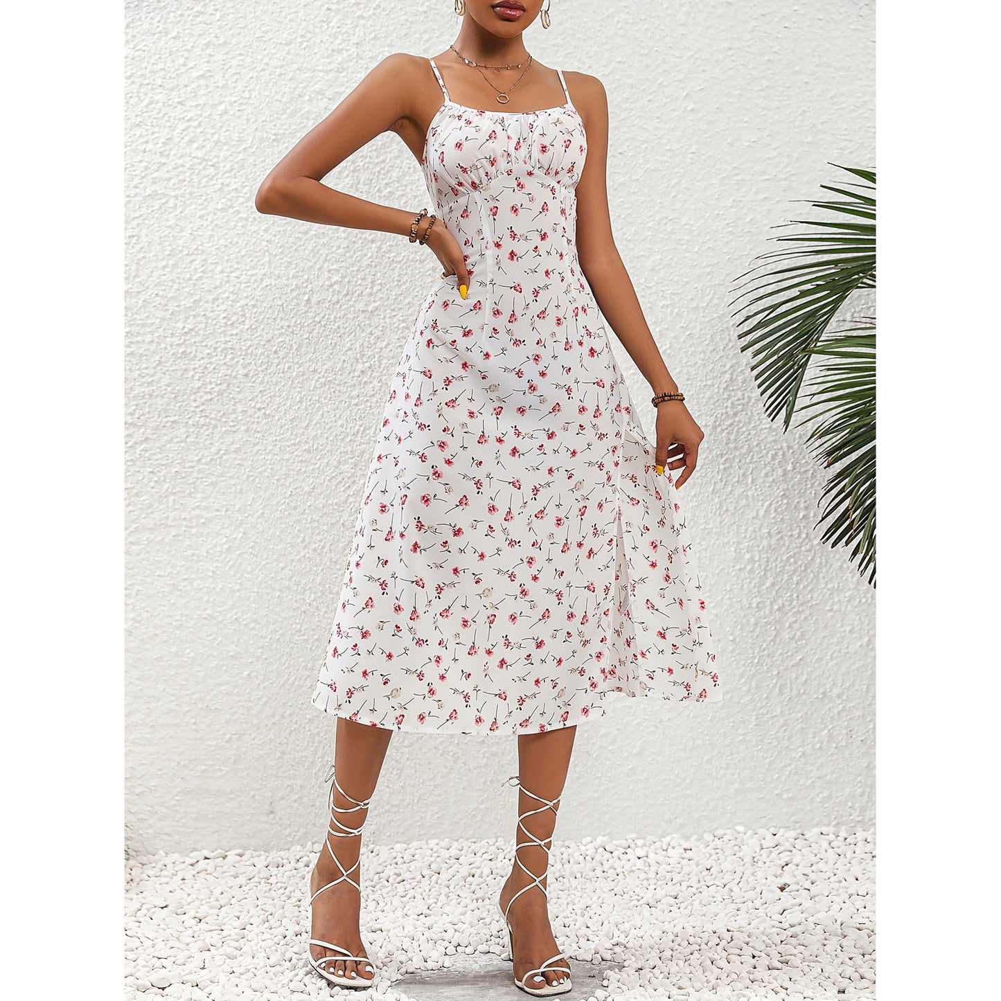 Polka Dot Suspender Dress – Sexy Summer Split Style