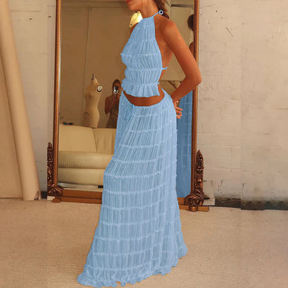 Halter Dress Suit – Sexy Backless Skirt Set