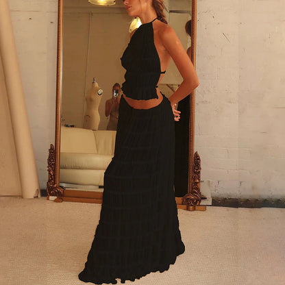 Halter Dress Suit – Sexy Backless Skirt Set