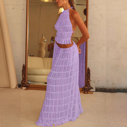 Halter Dress Suit – Sexy Backless Skirt Set