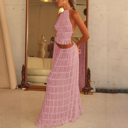 Halter Dress Suit – Sexy Backless Skirt Set